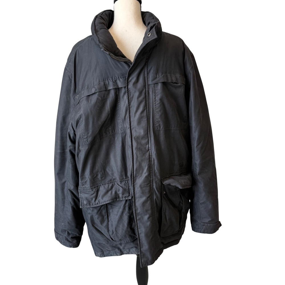 Lands' End Men's XL Black Down Puffer Field Jacket Insulated Winter Coat